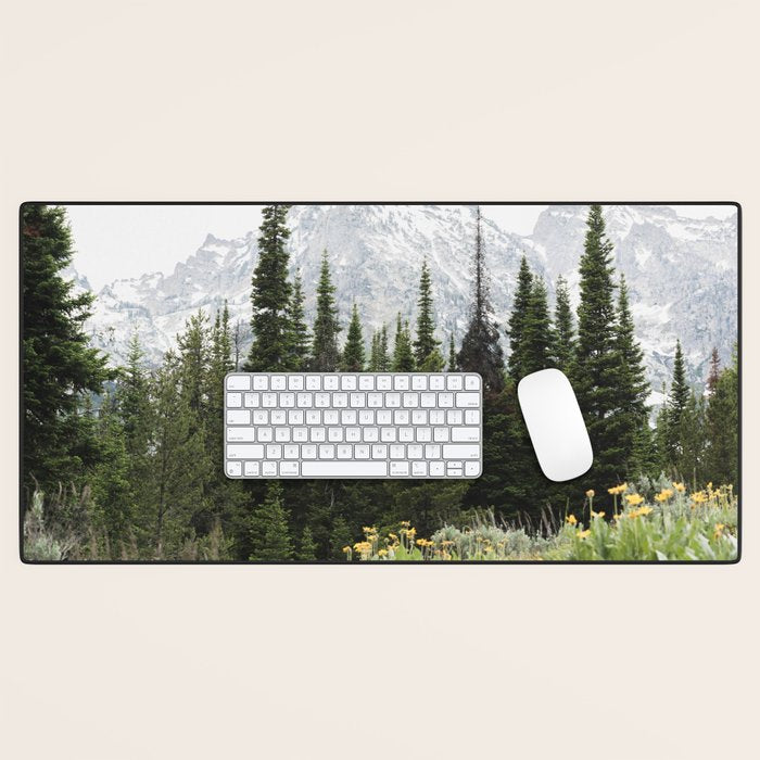 Grand Teton National Park Wildflower Adventure - Wanderlust Mountains Desk Mat Gallery Image 1