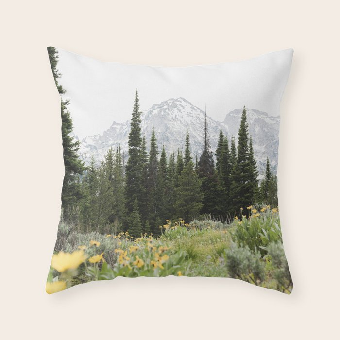 Grand Teton National Park Wildflower Adventure - Wanderlust Mountains Throw Pillow Gallery Image 6