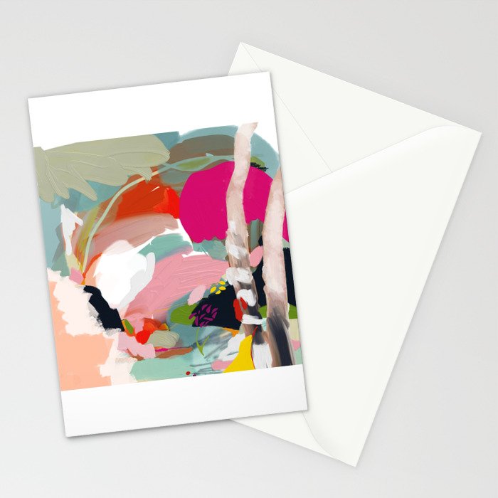 birches in garden abstract modern art Stationery Card Gallery Image 2