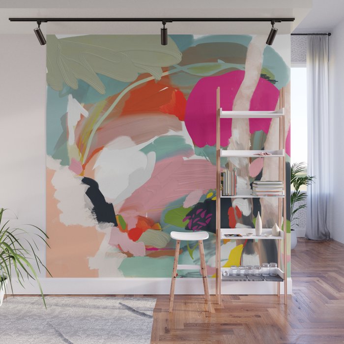 birches in garden abstract modern art Wall Mural Gallery Image 1
