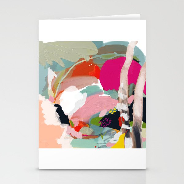 birches in garden abstract modern art Stationery Card Gallery Image 1