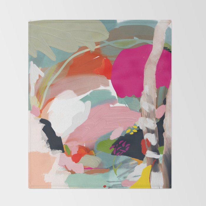 birches in garden abstract modern art Throw Blanket Gallery Image 2