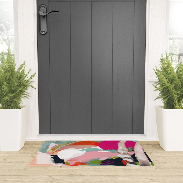 birches in garden abstract modern art Welcome Mat Gallery Image 3
