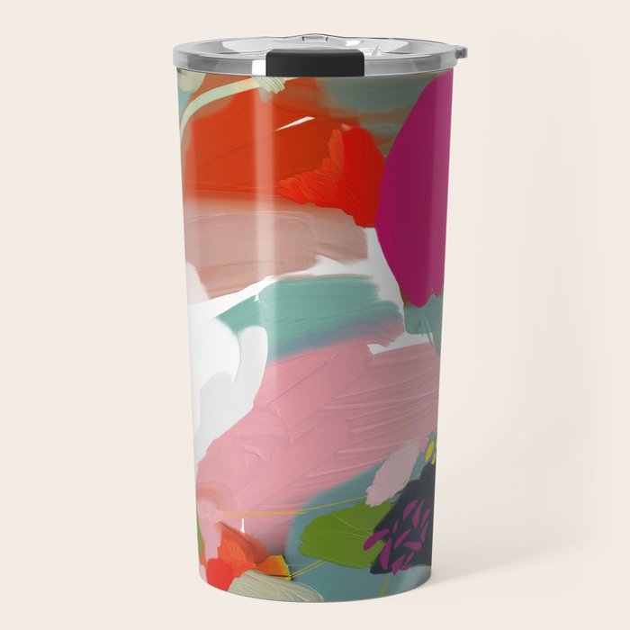 birches in garden abstract modern art Travel Mug Gallery Image 1