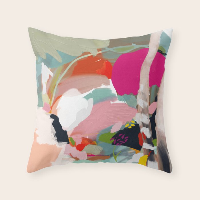 birches in garden abstract modern art Throw Pillow Gallery Image 6