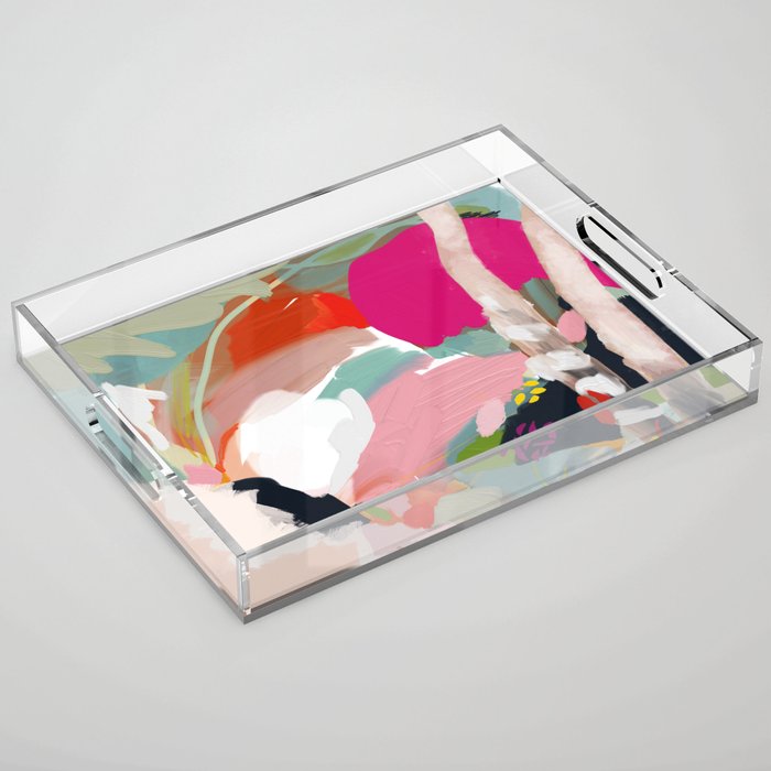 birches in garden abstract modern art Acrylic Tray Gallery Image 1