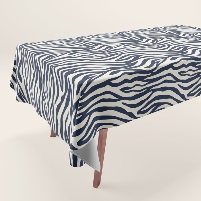 Zebra Stripes In Midnight Blue Tablecloth Gallery Image 1