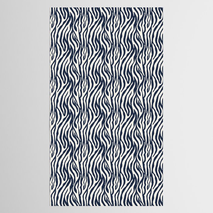 Zebra Stripes In Midnight Blue Tablecloth Gallery Image 2