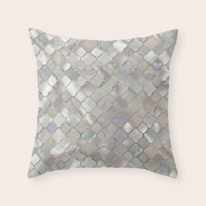 Quatrefoil Moroccan Pattern Mother of Pearl Throw Pillow Gallery Image 6