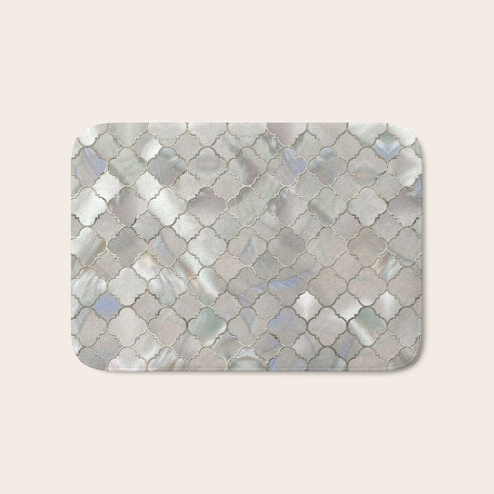 Quatrefoil Moroccan Pattern Mother of Pearl Bath Mat Gallery Image 1