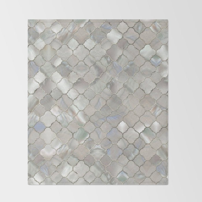 Quatrefoil Moroccan Pattern Mother of Pearl Throw Blanket Gallery Image 2