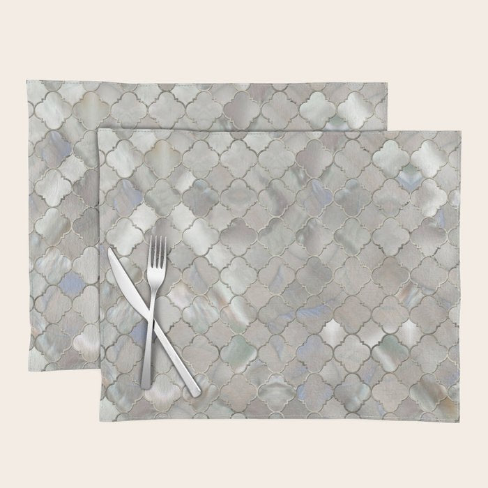 Quatrefoil Moroccan Pattern Mother of Pearl Placemat Gallery Image 1