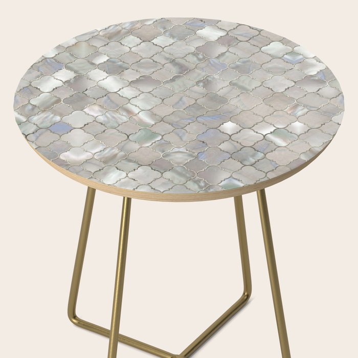 Quatrefoil Moroccan Pattern Mother of Pearl Side Table Gallery Image 2