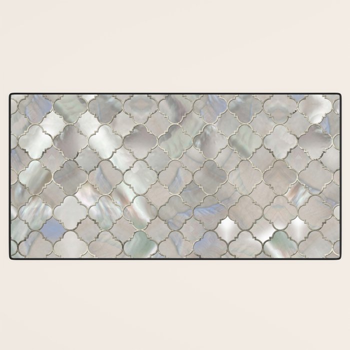 Quatrefoil Moroccan Pattern Mother of Pearl Desk Mat Gallery Image 3