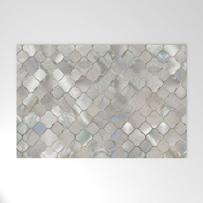 Quatrefoil Moroccan Pattern Mother of Pearl Welcome Mat Gallery Image 1