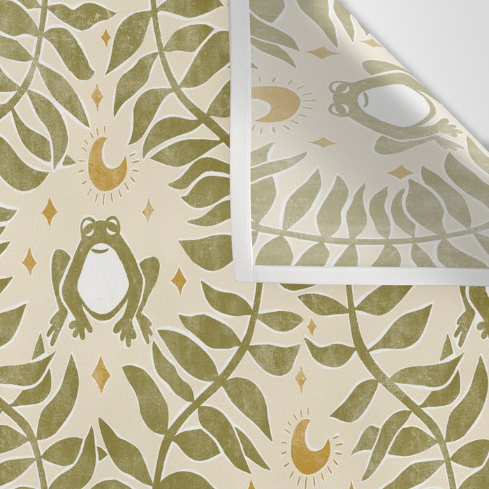 Froggie  Ogee - moss green and cream Wall Tapestry Gallery Image 3
