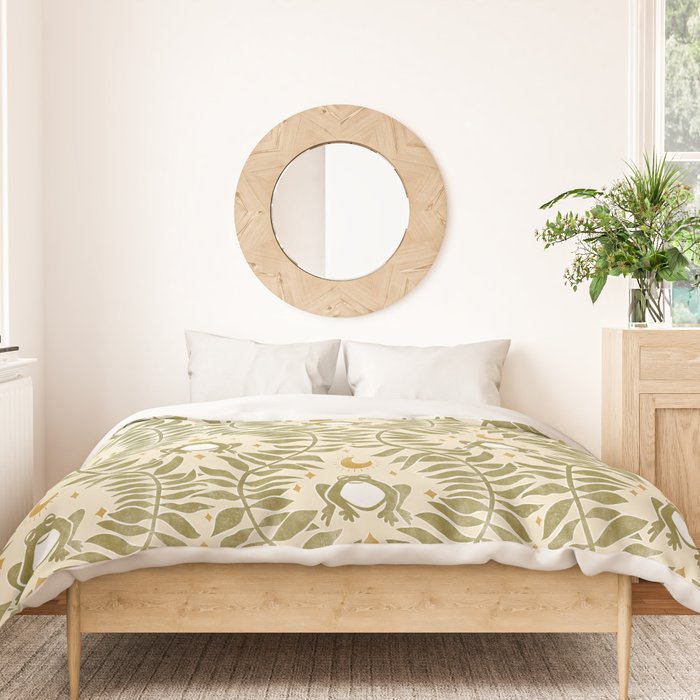 Froggie  Ogee - moss green and cream Duvet Cover Gallery Image 3