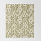 Froggie  Ogee - moss green and cream Throw Blanket Gallery Image 2