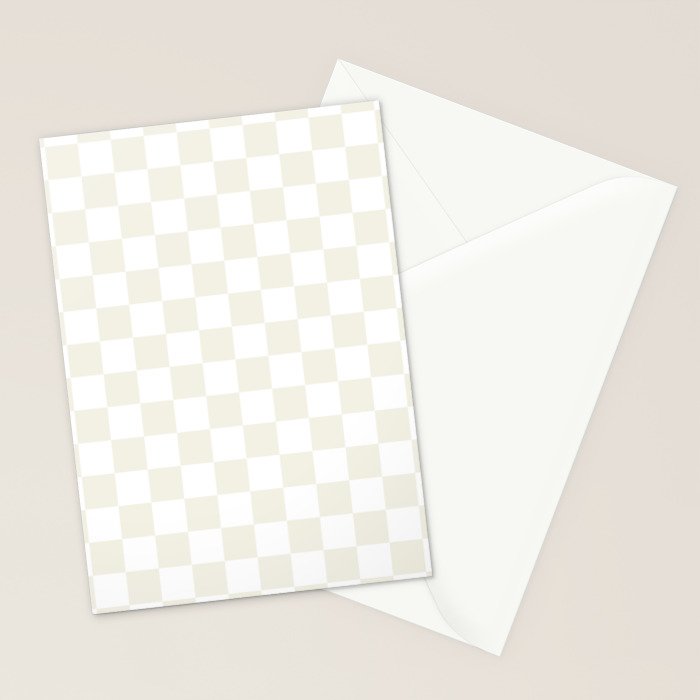 Checkerboard Check Pattern in Pale Light Neutral Beige on White Stationery Card Gallery Image 2