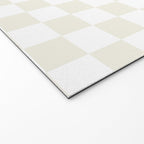 Checkerboard Check Pattern in Pale Light Neutral Beige on White Welcome Mat Gallery Image 2
