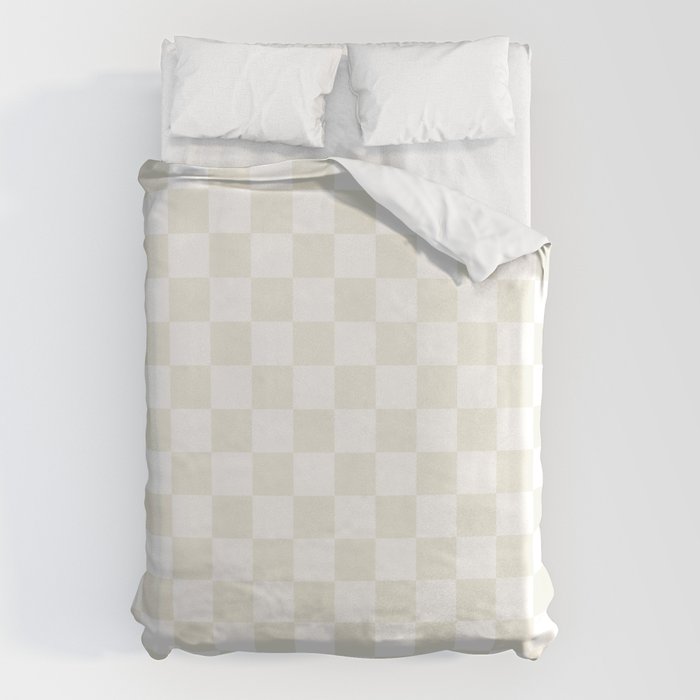 Checkerboard Check Pattern in Pale Light Neutral Beige on White Duvet Cover Gallery Image 6
