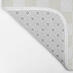Checkerboard Check Pattern in Pale Light Neutral Beige on White Bath Mat Gallery Image 2