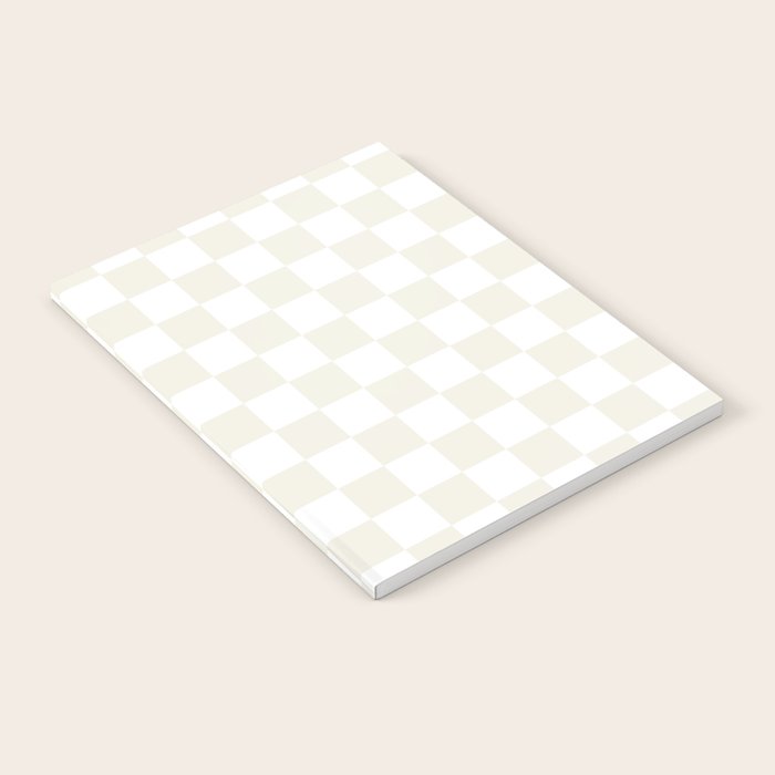 Checkerboard Check Pattern in Pale Light Neutral Beige on White Notebook Gallery Image 2
