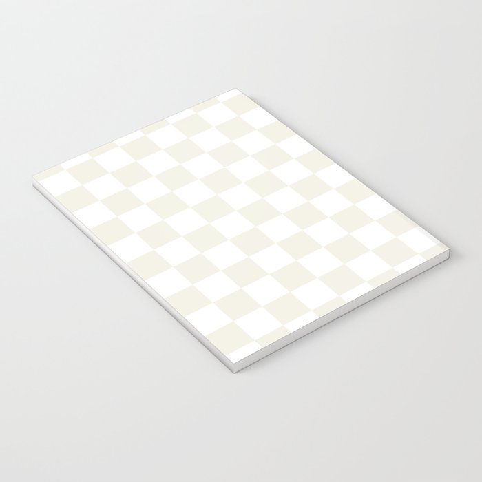 Checkerboard Check Pattern in Pale Light Neutral Beige on White Notebook Gallery Image 3