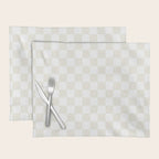 Checkerboard Check Pattern in Pale Light Neutral Beige on White Placemat Gallery Image 1