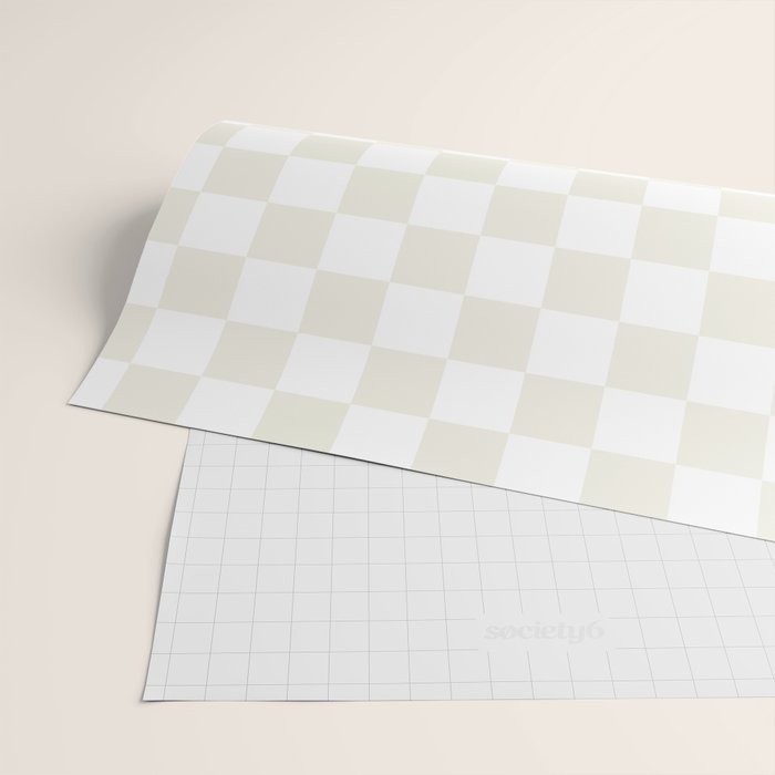 Checkerboard Check Pattern in Pale Light Neutral Beige on White Wrapping Paper Gallery Image 2