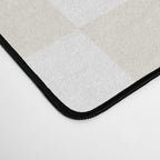 Checkerboard Check Pattern in Pale Light Neutral Beige on White Desk Mat Gallery Image 4