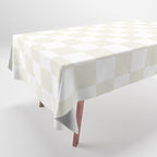 Checkerboard Check Pattern in Pale Light Neutral Beige on White Tablecloth Gallery Image 1