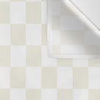 Checkerboard Check Pattern in Pale Light Neutral Beige on White Wall Tapestry Gallery Image 3