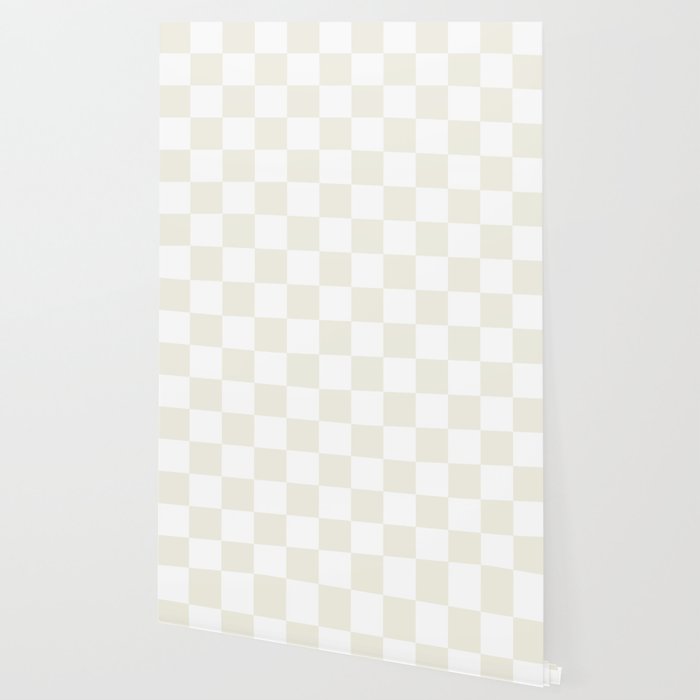 Checkerboard Check Pattern in Pale Light Neutral Beige on White Wallpaper Gallery Image 2