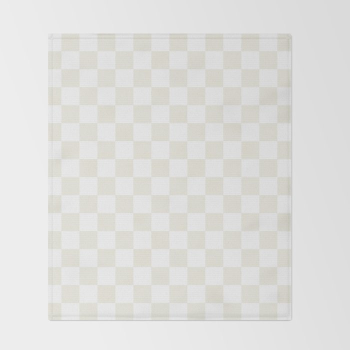 Checkerboard Check Pattern in Pale Light Neutral Beige on White Throw Blanket Gallery Image 2