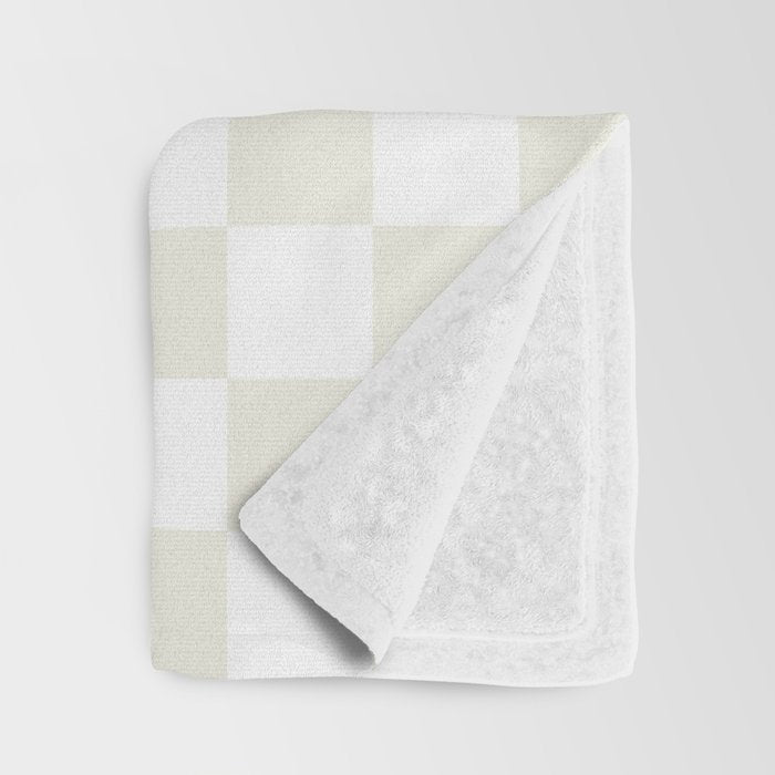 Checkerboard Check Pattern in Pale Light Neutral Beige on White Throw Blanket Gallery Image 3