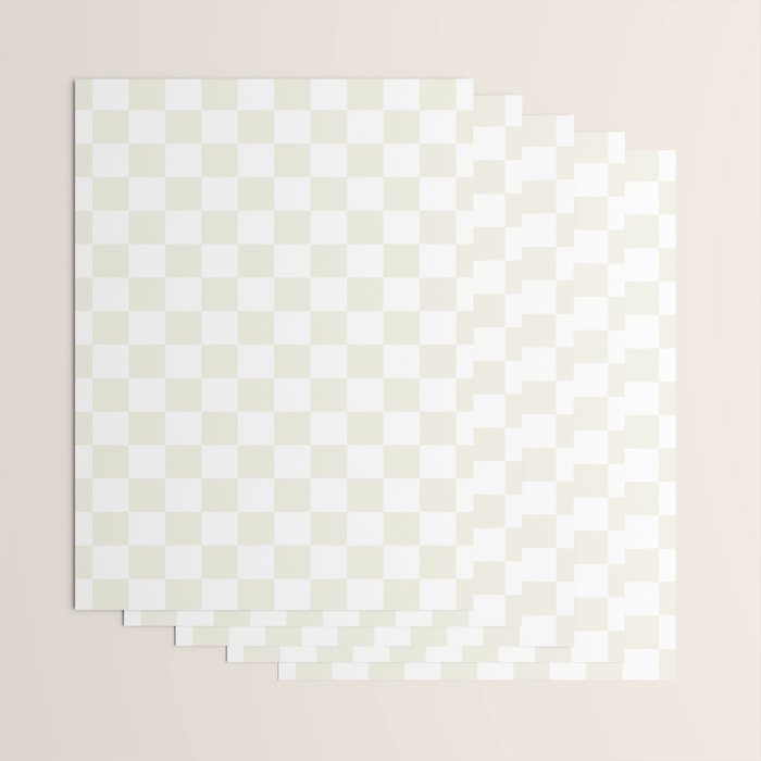 Checkerboard Check Pattern in Pale Light Neutral Beige on White Wrapping Paper Gallery Image 3