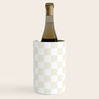 Checkerboard Check Pattern in Pale Light Neutral Beige on White Wine Chiller Gallery Image 3