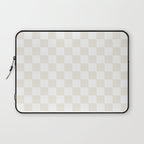 Checkerboard Check Pattern in Pale Light Neutral Beige on White Laptop Sleeve Gallery Image 1