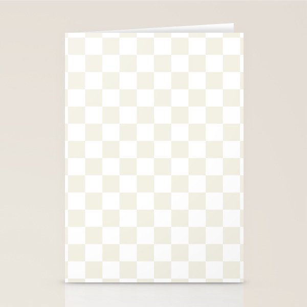 Checkerboard Check Pattern in Pale Light Neutral Beige on White Stationery Card Gallery Image 2