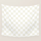 Checkerboard Check Pattern in Pale Light Neutral Beige on White Wall Tapestry Gallery Image 4