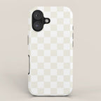 Checkerboard Check Pattern in Pale Light Neutral Beige on White iPhone Case Gallery Image 1