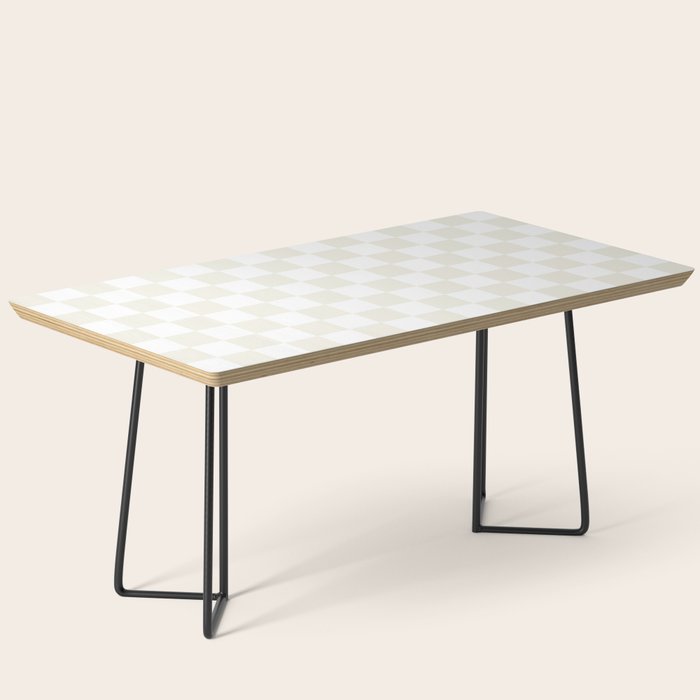 Checkerboard Check Pattern in Pale Light Neutral Beige on White Coffee Table Gallery Image 1