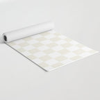 Checkerboard Check Pattern in Pale Light Neutral Beige on White Yoga Mat Gallery Image 2