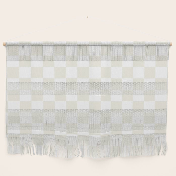 Checkerboard Check Pattern in Pale Light Neutral Beige on White Wall Hanging Gallery Image 1
