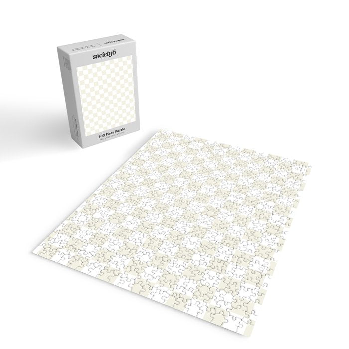 Checkerboard Check Pattern in Pale Light Neutral Beige on White Jigsaw Puzzle Gallery Image 2