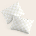 Checkerboard Check Pattern in Pale Light Neutral Beige on White Pillow Sham Gallery Image 3