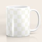 Checkerboard Check Pattern in Pale Light Neutral Beige on White Coffee Mug Gallery Image 1