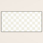 Checkerboard Check Pattern in Pale Light Neutral Beige on White Desk Mat Gallery Image 3
