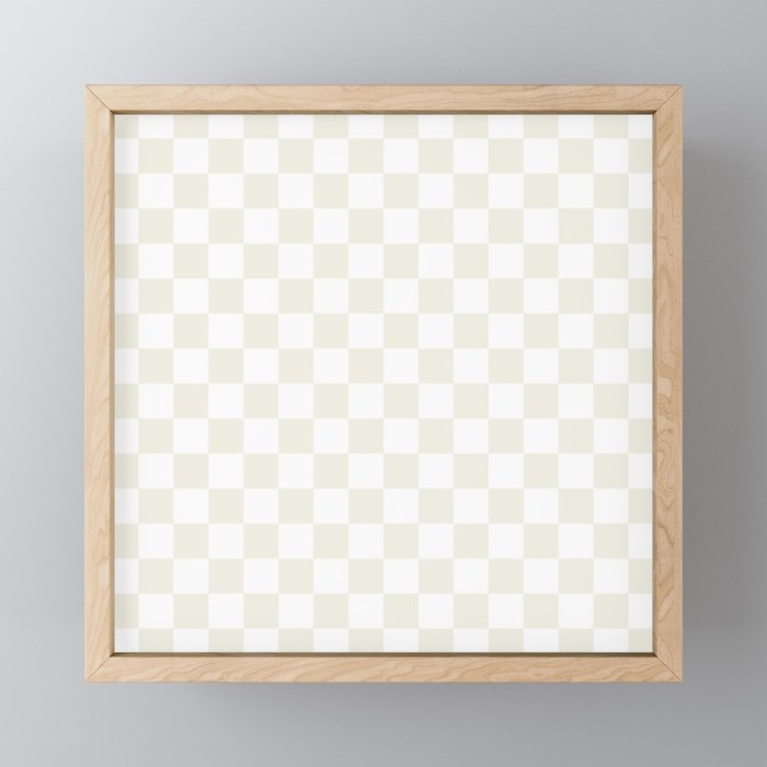 Checkerboard Check Pattern in Pale Light Neutral Beige on White Mini Art Print Gallery Image 1